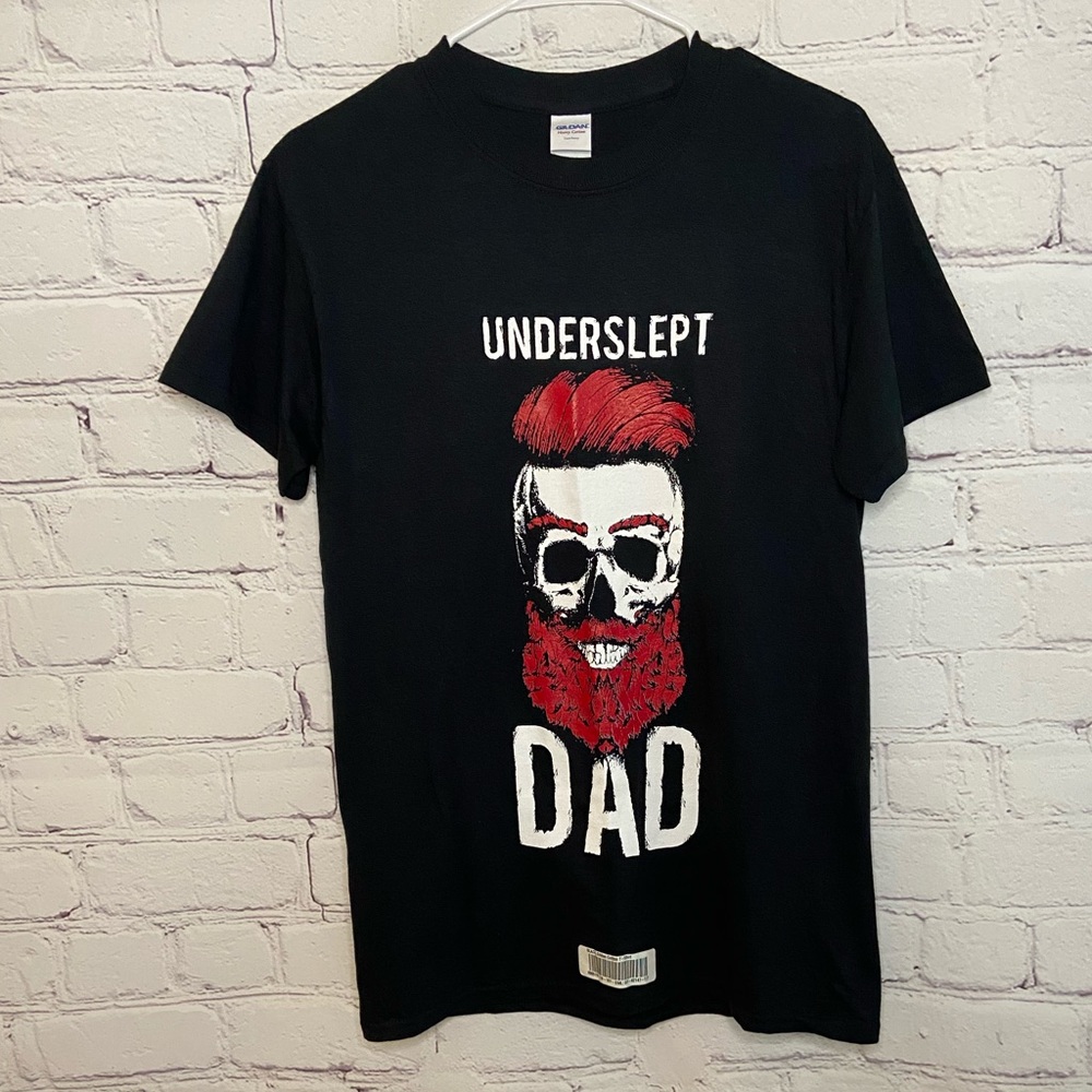 Gildan Black Short Sleeve Underslept Skull Dad Shirt